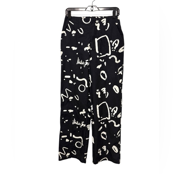 White Fox Boutique “If Only You Knew” Scribble Pants Black White Size Medium - Picture 3 of 7